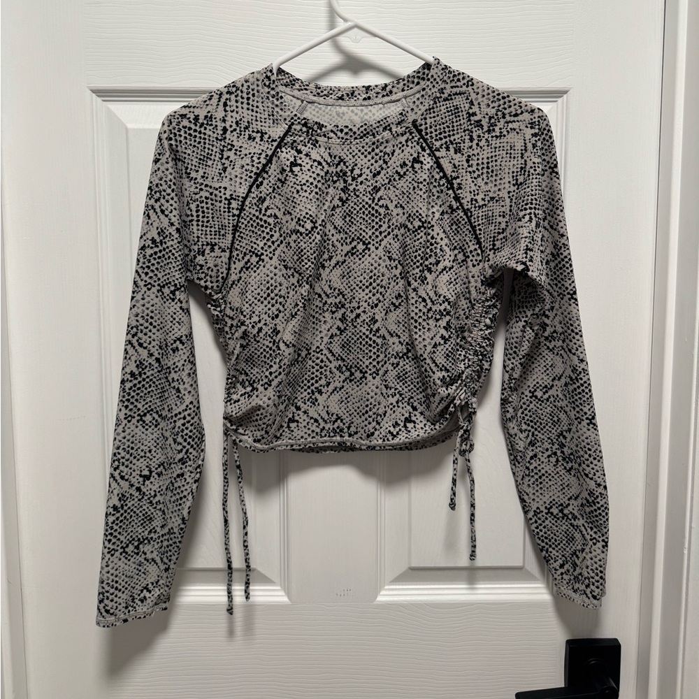 Gray Snake Print Women's Crop-Top